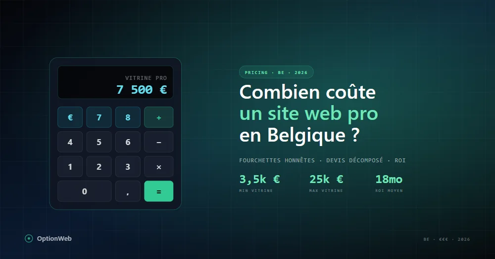Llogaritëse dhe rrjet tarifor për një faqe web profesionale në Belgjikë